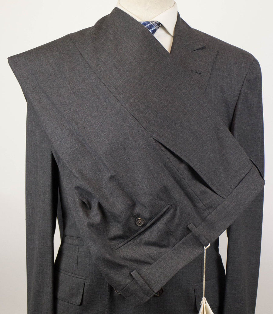 Wool Double Breasted Suit - Charcoal Gray