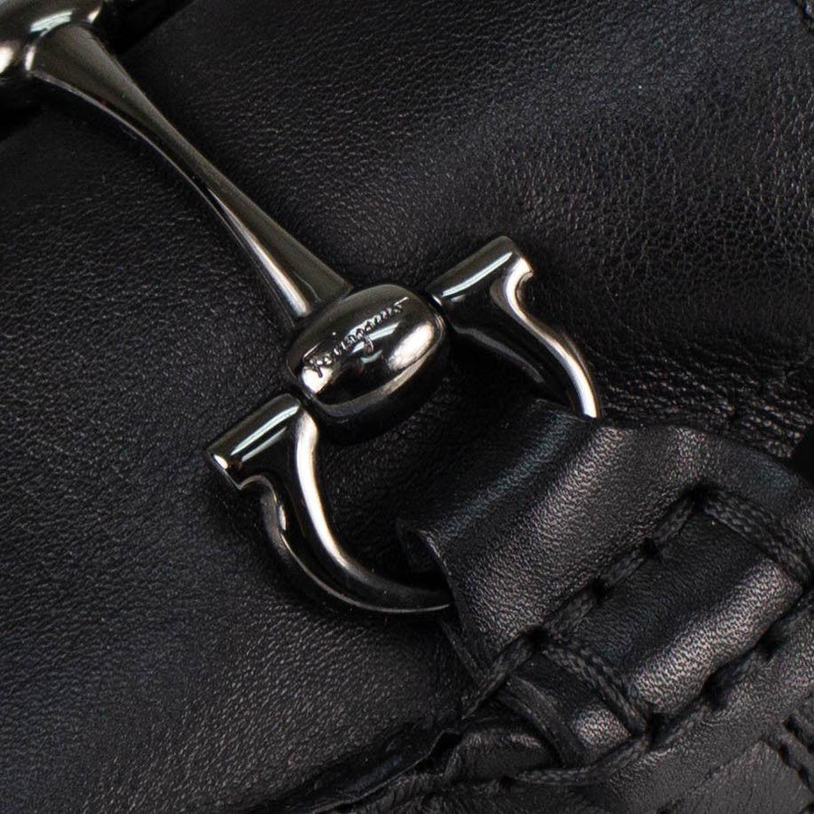 Gubbio Signature Buckle Loafers - Black