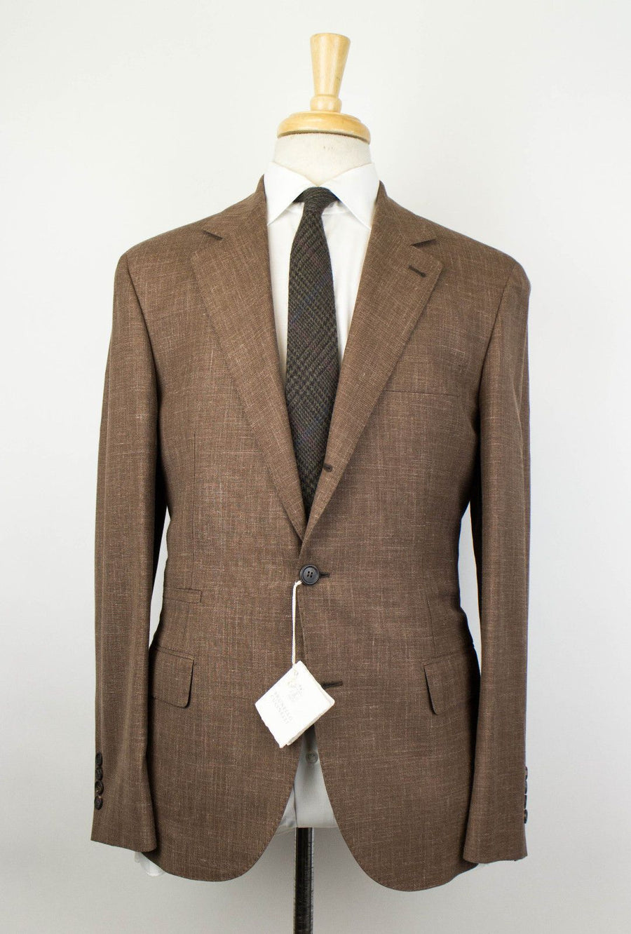 Wool Blend 3 Roll 2 Button Suit - Brown