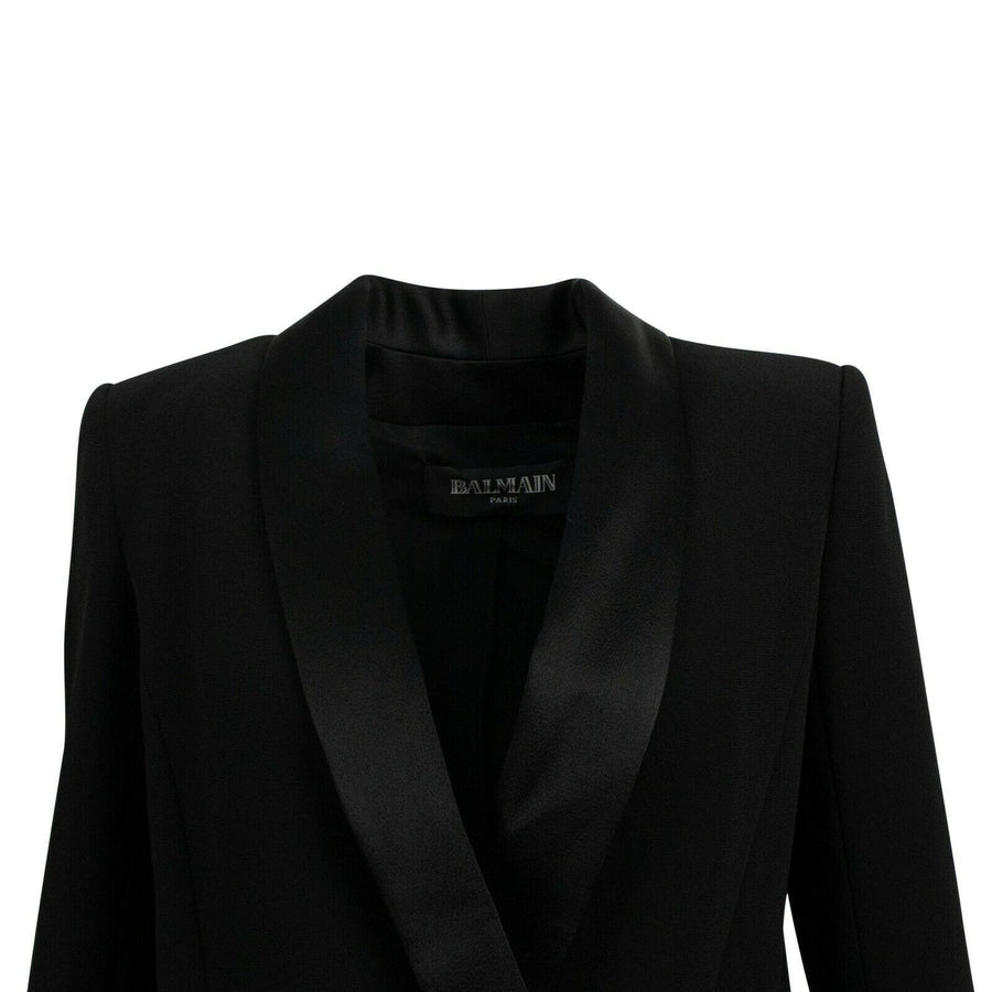 Viscose Blend Double-Breasted Blazer- Black