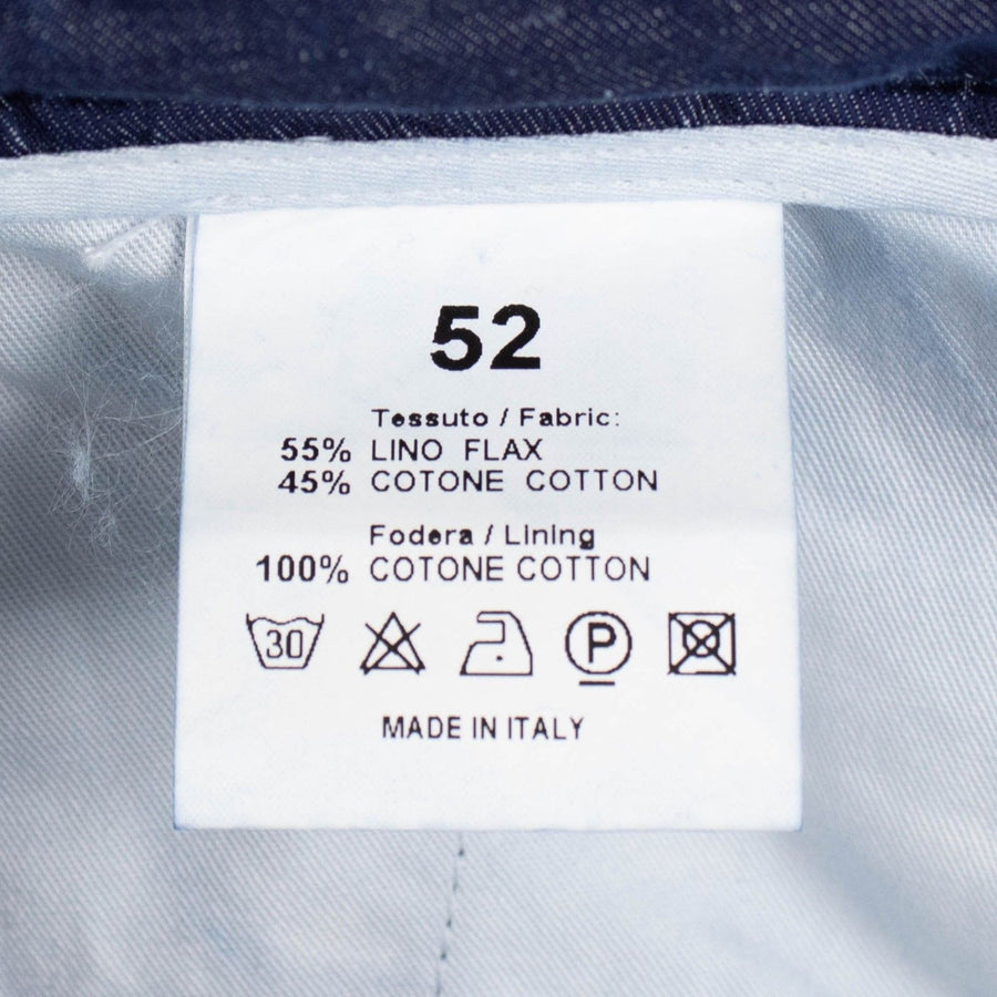 Blue Cotton Blend Dress Pants