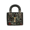 Embroidered Leather Lady Dior Mini Shoulder Bag - Black