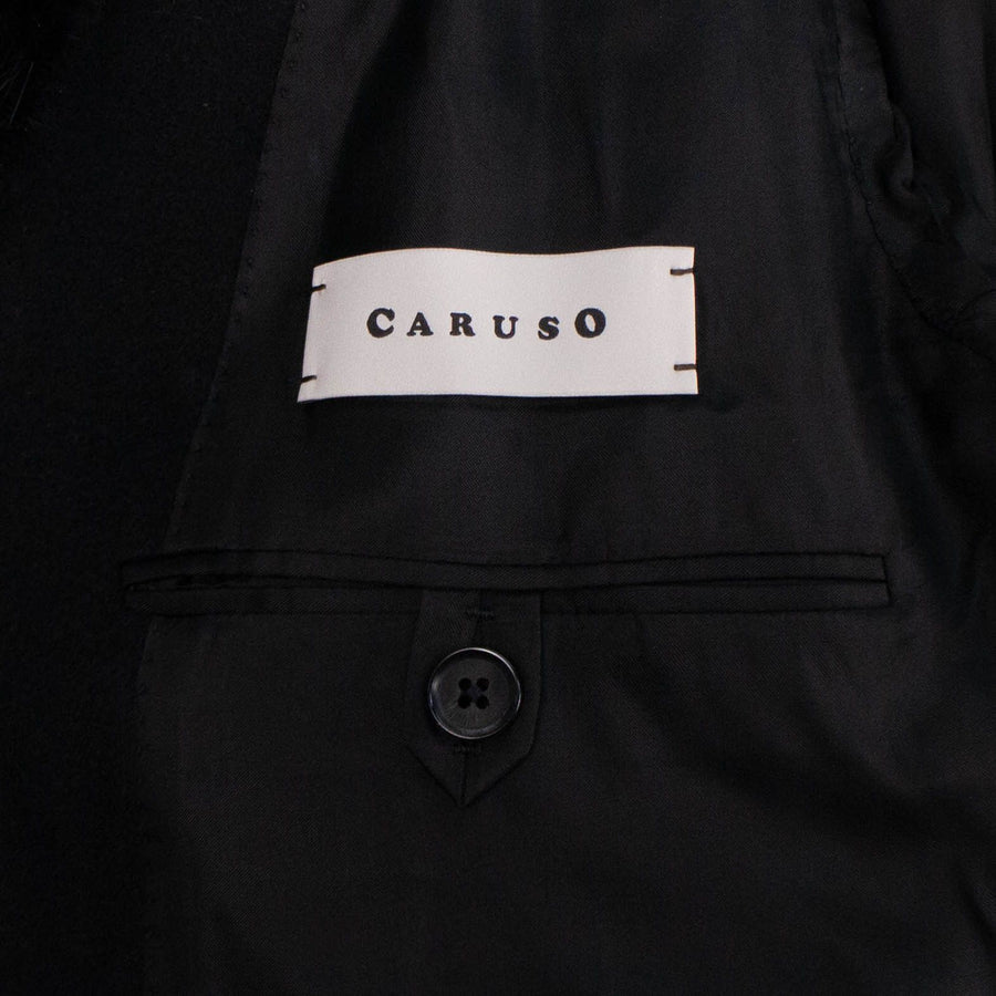 Caruso Cashmere Fur Collar Coat - Black