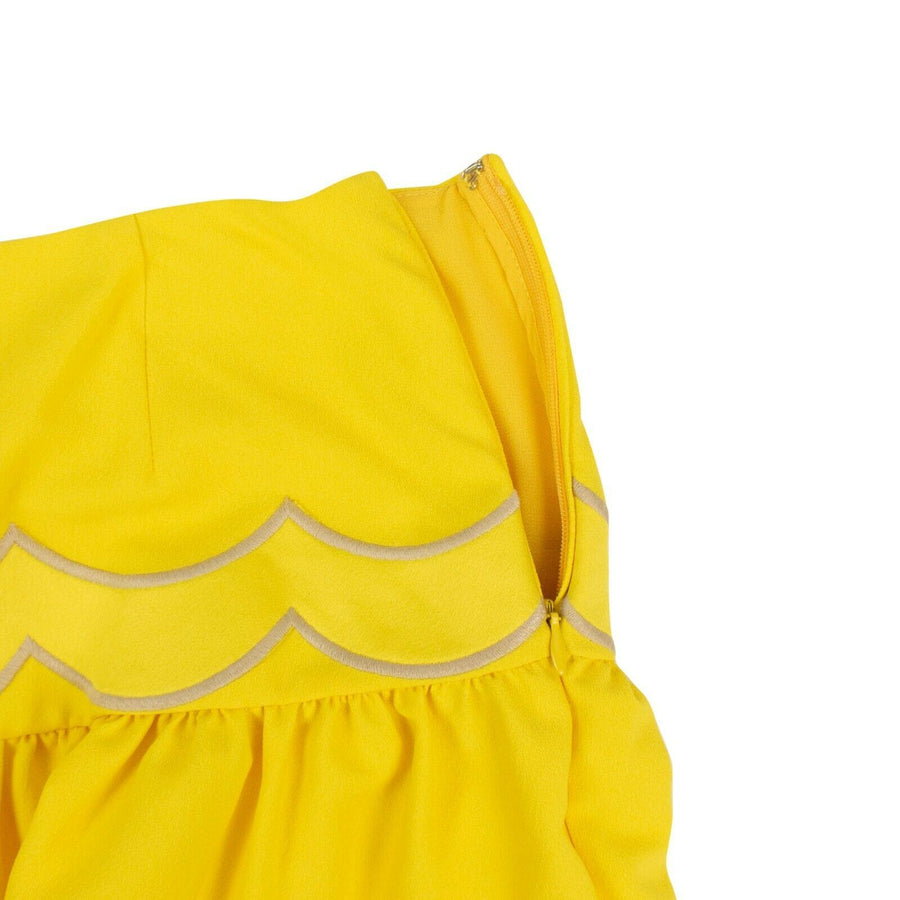 Scalloped Bottom Mini Skirt - Yellow