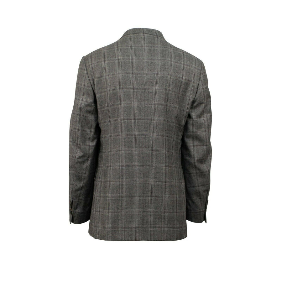 Drop 6 Plaid Wool Blend 3 Roll 2 Button Classic Fit Suit - Gray