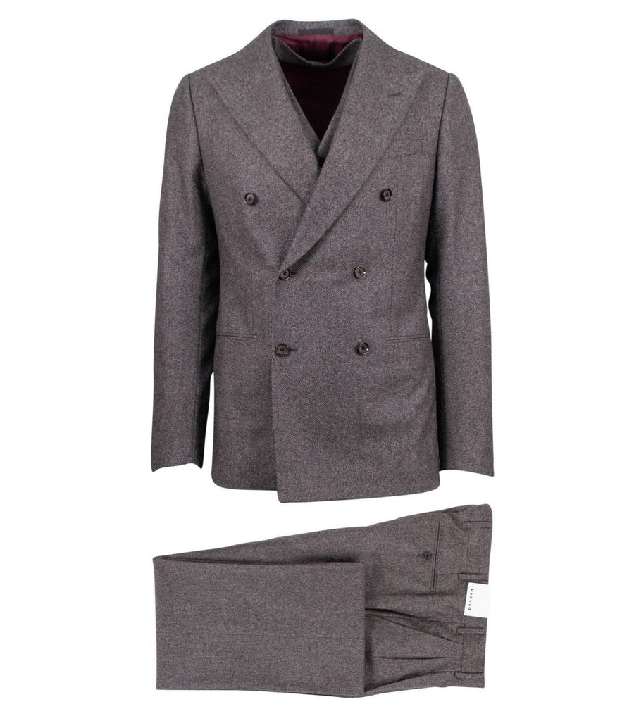 Drop 9 Birdeye Wool Double-Breasted Three Piece Suit - Purple