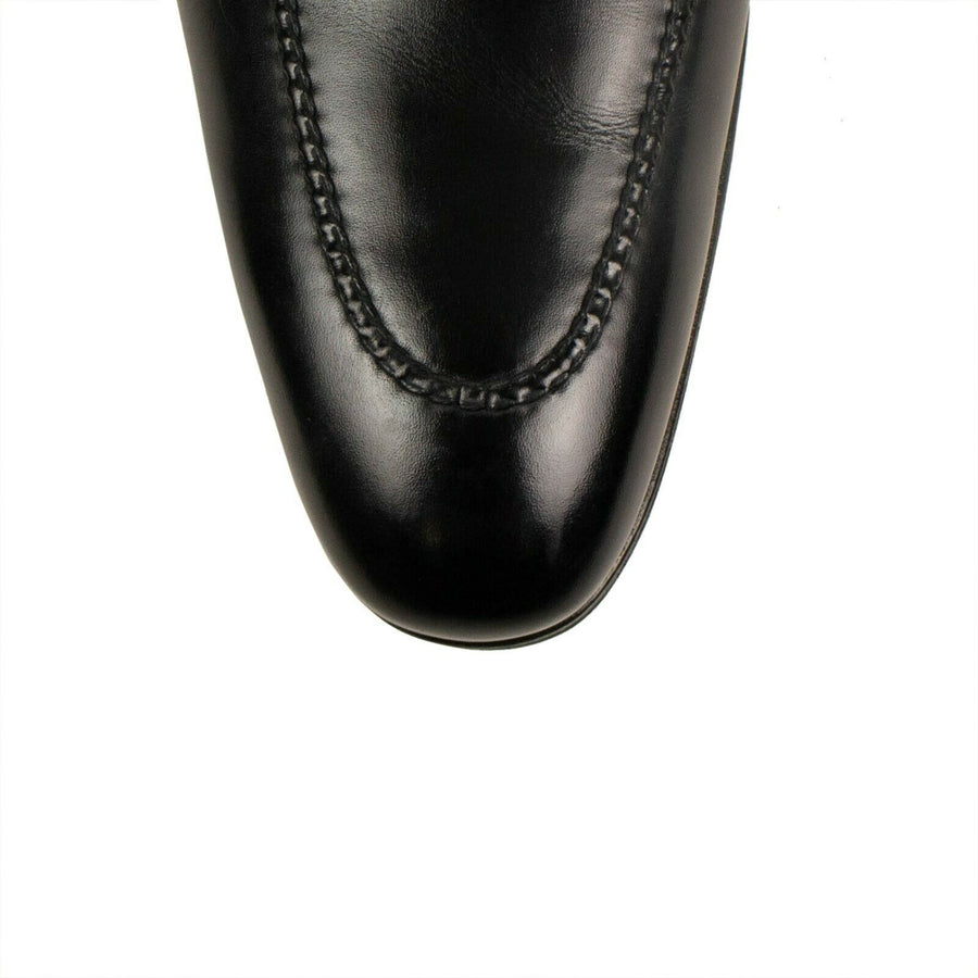 Leather 'Charles' Penny Loafers - Black