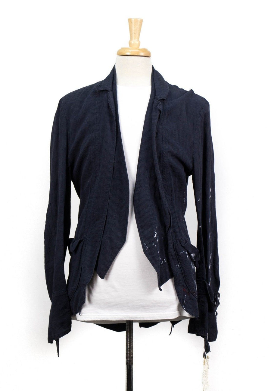 Cotton Paint Splatter Unstructured Sport Coat - Blue
