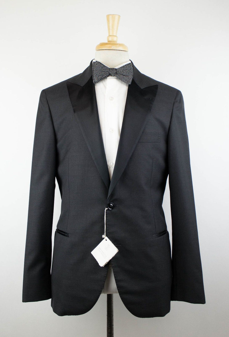 Wool Blend Satin Tuxedo Suit - Charcoal Gray