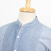 Cotton Bib-Front Distressed Button Down Casual Shirt - Blue