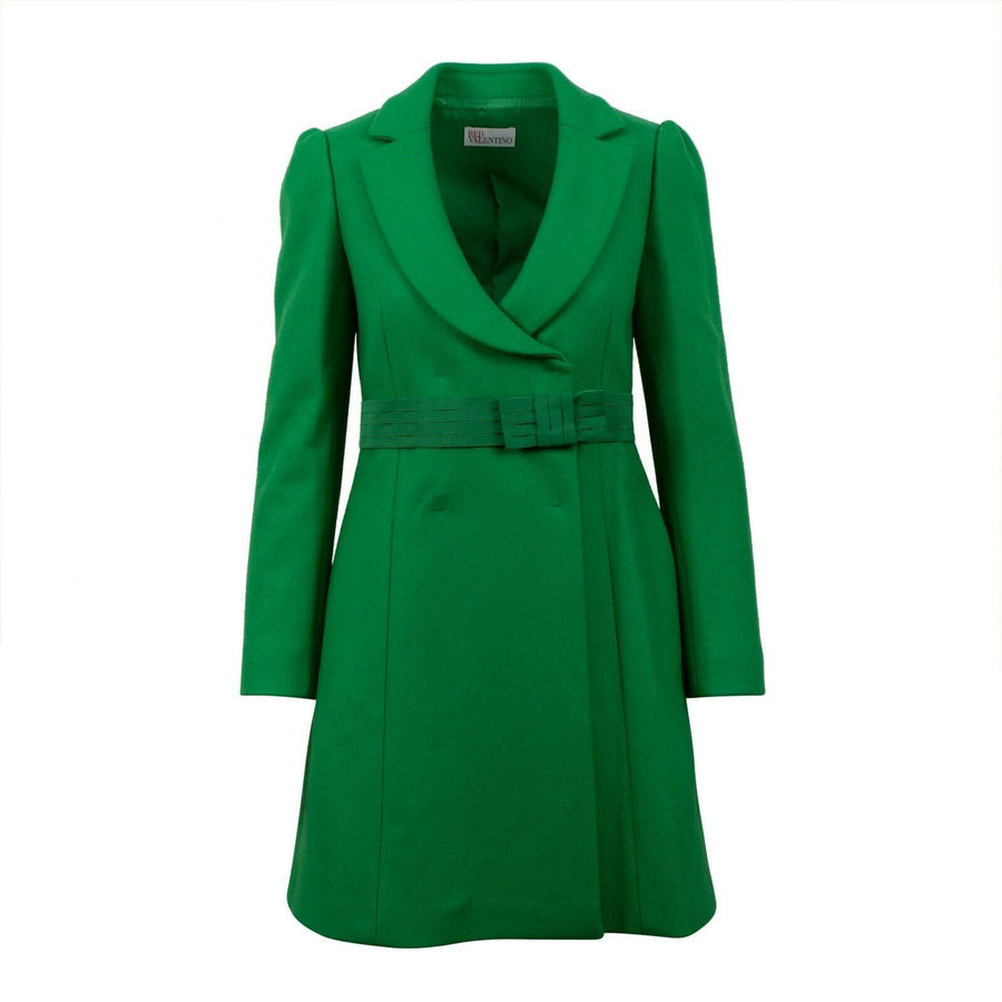 Wool Trench Coat With Bow - Green