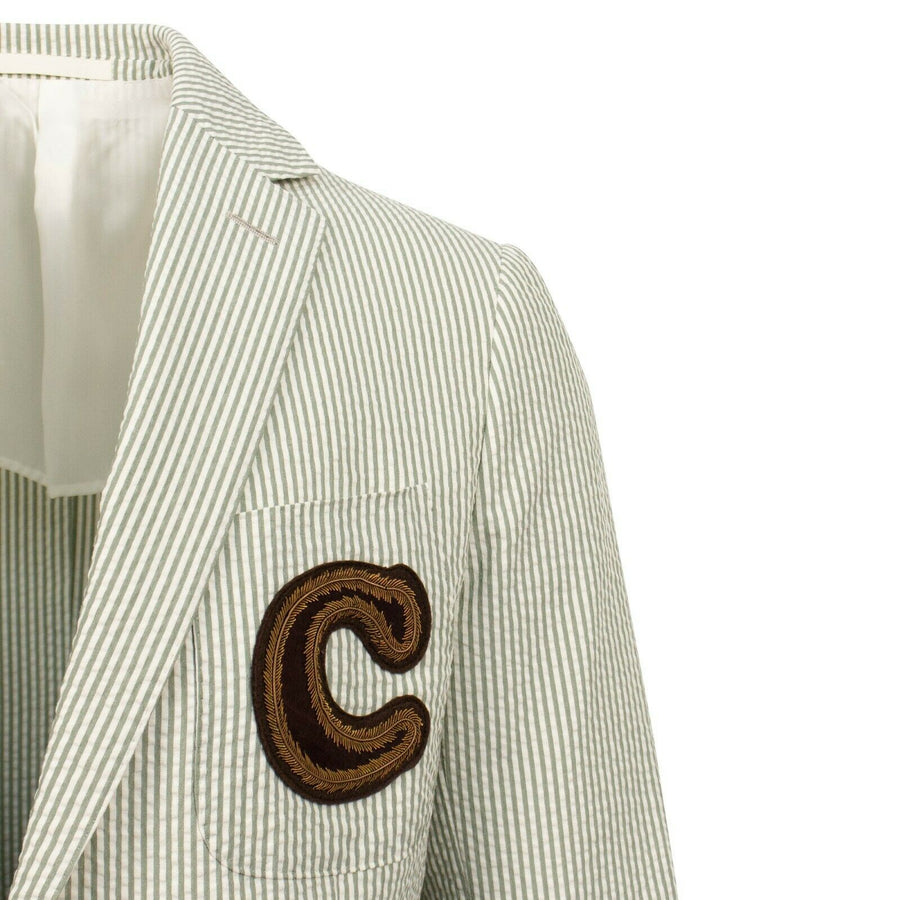 Drop 8 Striped Two Button Cotton Sport Coat - Light Green