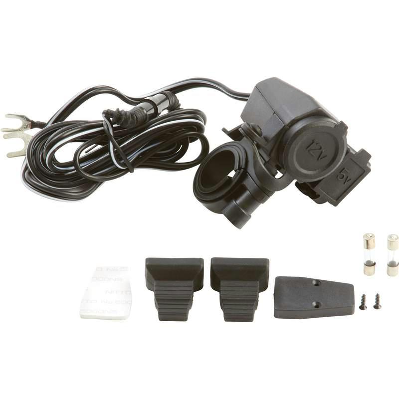 Diamond Plate Handlebar Mount 5V USB/12V Lighter Adapter