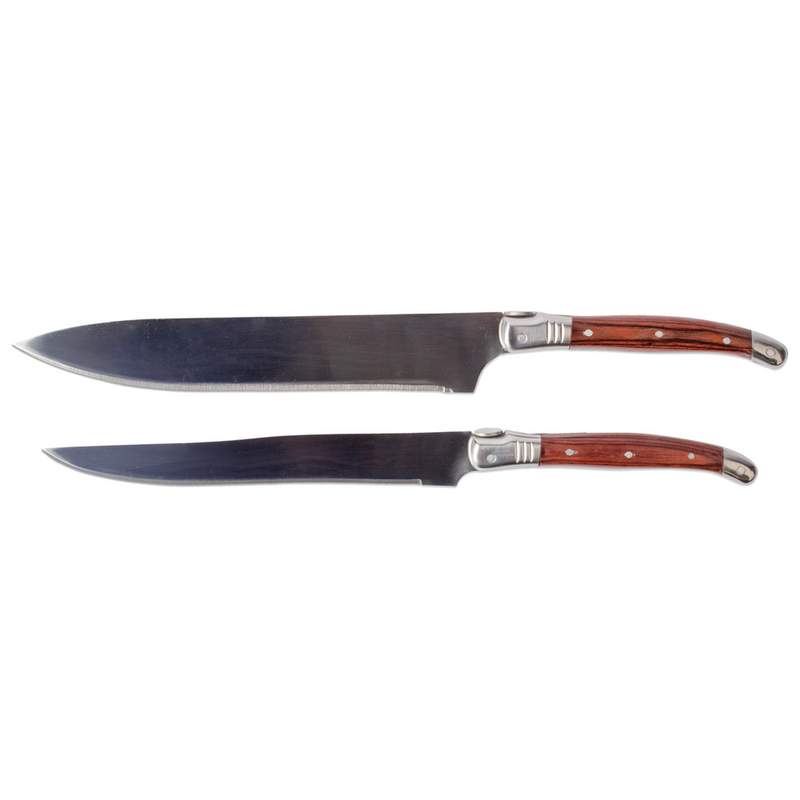2PC EUROPEAN STYLE KNIFE SET-CHEF AND CARVING WITH WOOD HANDLES