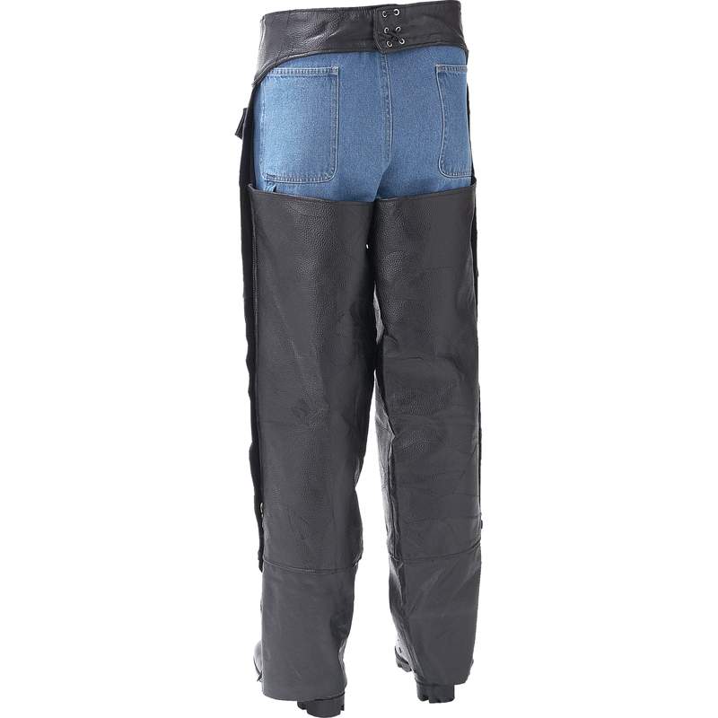 Diamond Plate Rock Design Genuine Buffalo Leather Motorcycle Chaps