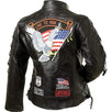 Diamond Plate Ladies' Rock Design Genuine Buffalo Leather Motorcycle Jacket