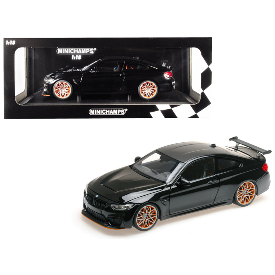 2016 Bmw M4 Gts Metallic Black With Carbon Top And Orange Wheels Limited Edition To 402 Pieces Worldwide 1/18 Diecast Model Car By Minichamps 110025220