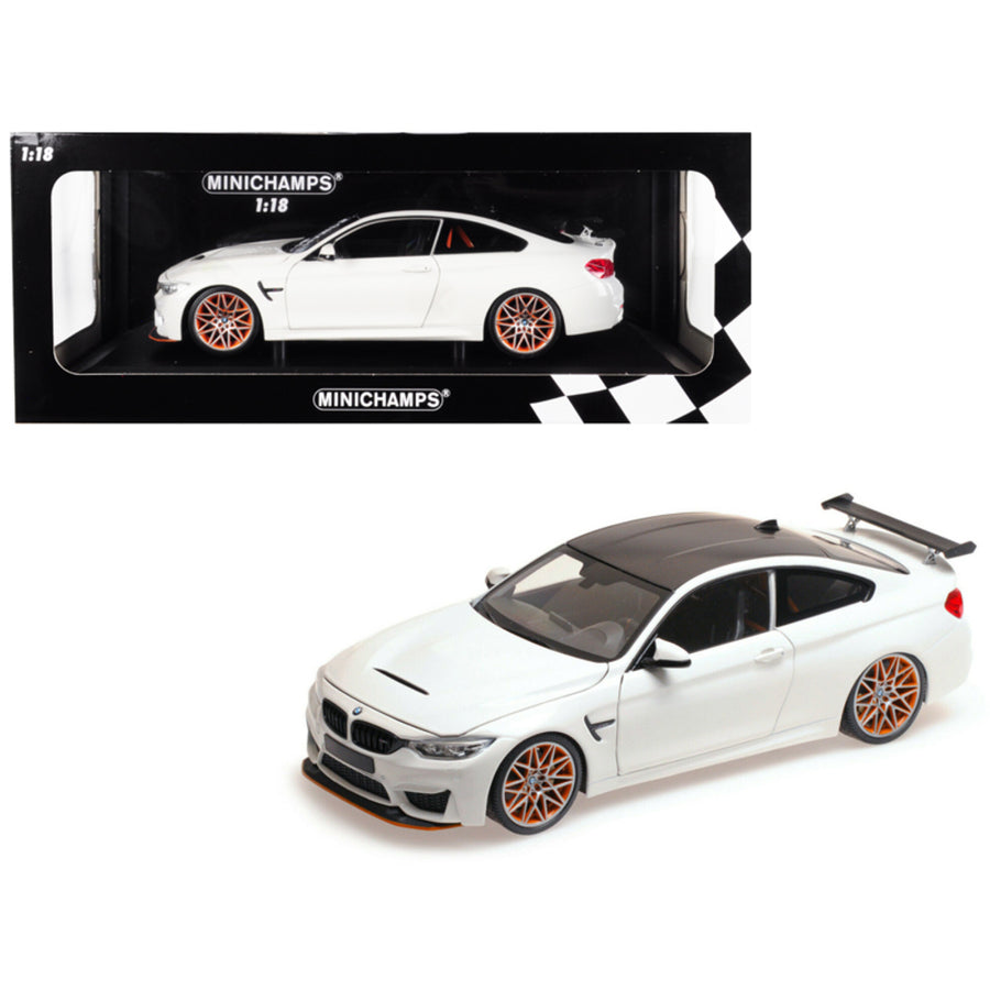 2016 Bmw M4 Gts White With Carbon Top And Orange Wheels Limited Edition To 402 Pieces Worldwide 1/18 Diecast Model Car By Minichamps 110025221