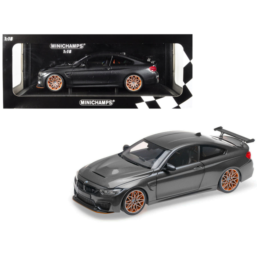 2016 Bmw M4 Gts Metallic Gray With Carbon Top And Orange Wheels Limited Edition To 402 Pieces Worldwide 1/18 Diecast Model Car By Minichamps 110025222