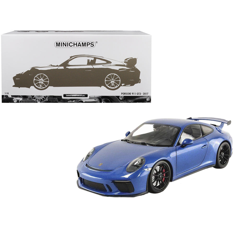 2017 Porsche 911 Gt3 Metallic Blue With Black Wheels Limited Edition To 222 Pieces Worldwide 1/18 Diecast Model Car By Minichamps 110067030
