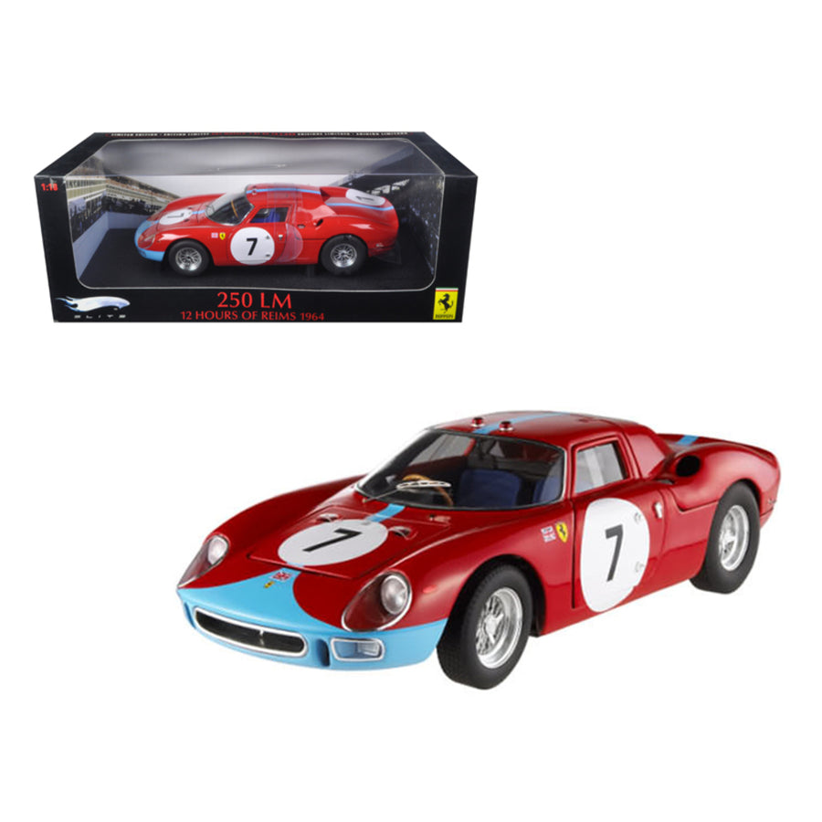 Ferrari 250 Lm 12 Hours Of Reims 1964 #7 Elite Edition 1/18 Diecast Car Model By Hotwheels T6261