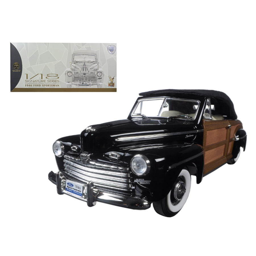 1946 Ford Sportsman Woody Black 1/18 Diecast Model Car By Road Signature 20048blk
