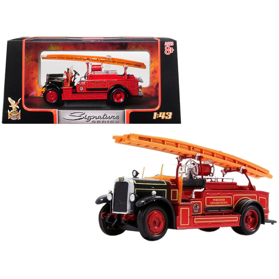 1934 Leyland Fk-1 Fire Engine Red And Black 1/43 Diecast Model By Road Signature 43009r/bk