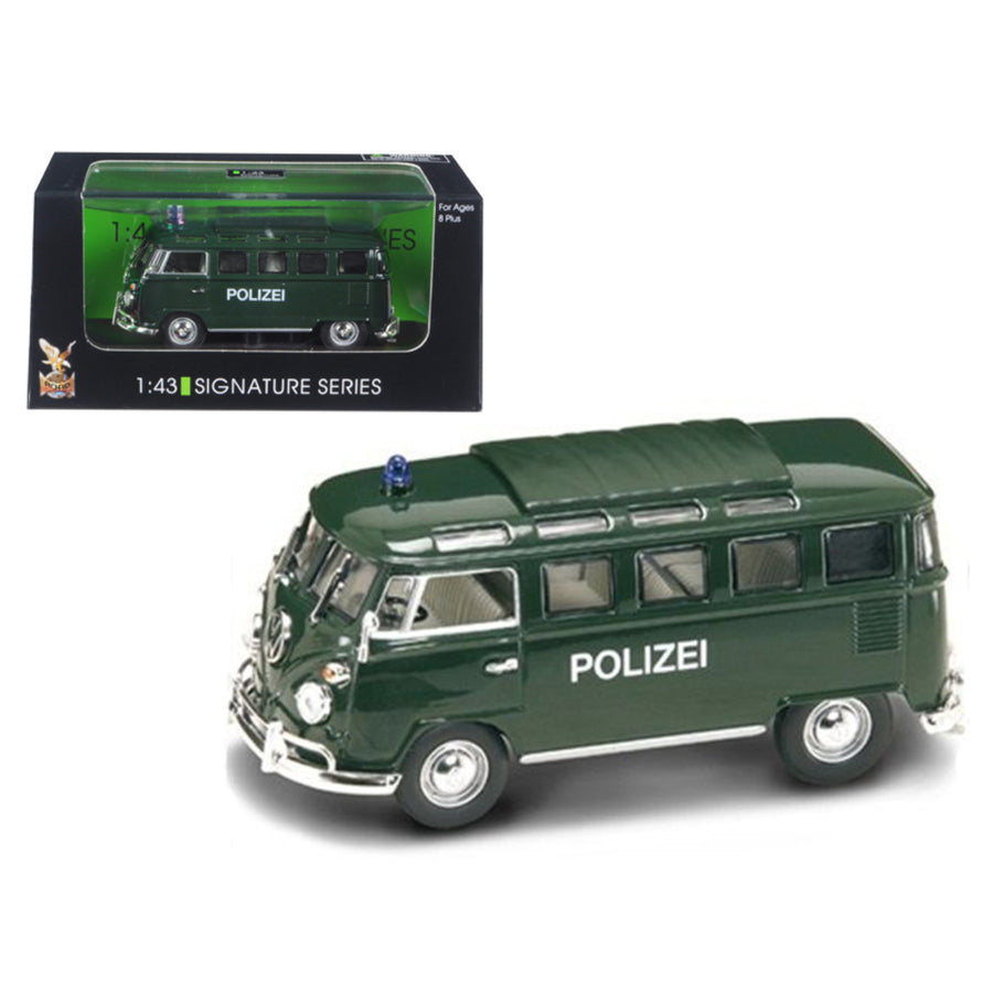 1962 Volkswagen Microbus Police Green 1/43 Diecast Car Model By Road Signature Ym43210