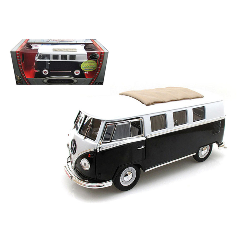 1962 Volkswagen Microbus Black With Sliding Fabric Sunroof Limited Edition To 600pc 1/18 Diecast Model By Road Signature 82327bk