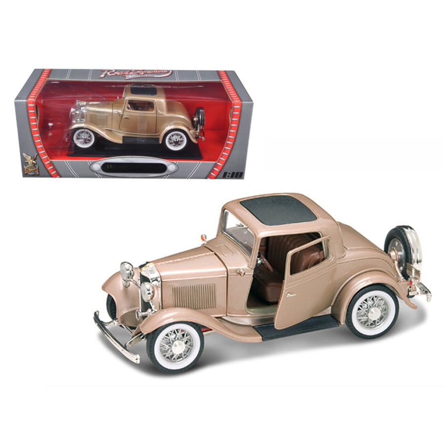 1932 Ford 3 Window Coupe Gold 1/18 Diecast Model Car By Road Signature 92248gld