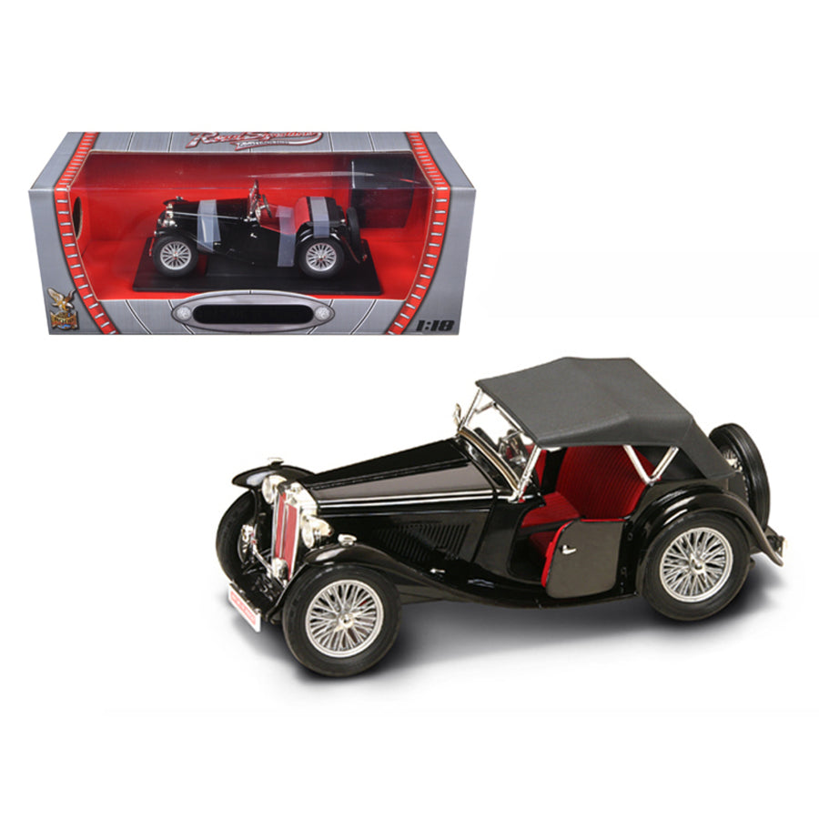 1947 Mg Tc Midget Black 1/18 Diecast Model Car By Road Signature 92468bk