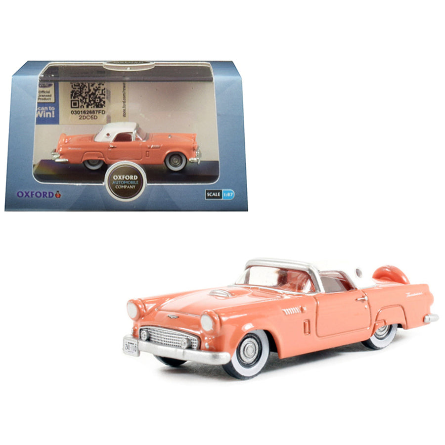1956 Ford Thunderbird Sunset Coral With Colonial White Top 1/87 (ho) Scale Diecast Model Car By Oxford Diecast 87th56001