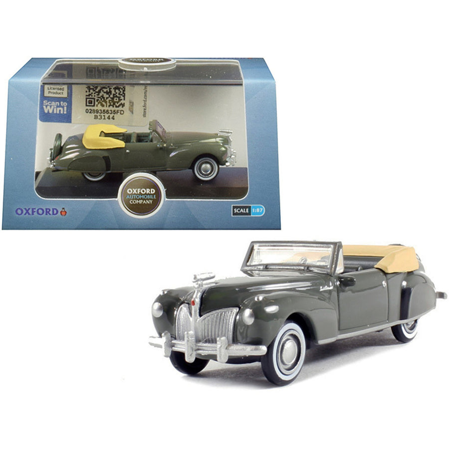 1941 Lincoln Continental Convertible Pewter Gray 1/87 (ho) Scale Diecast Model Car By Oxford Diecast 87lc41003