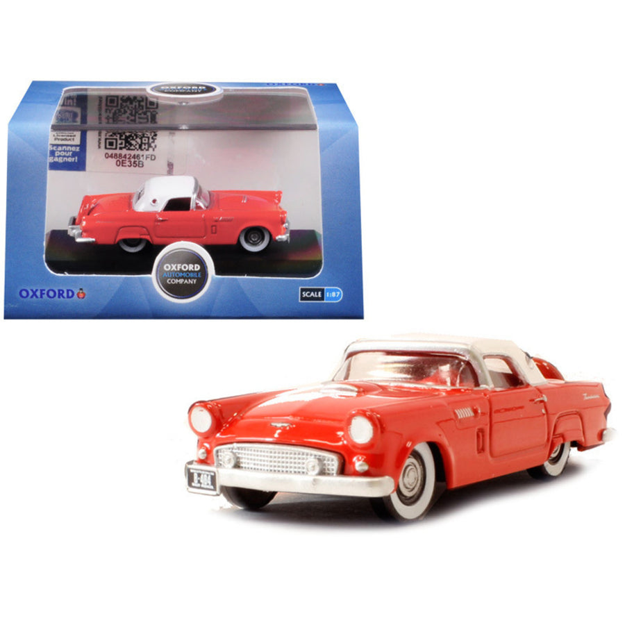 1956 Ford Thunderbird Fiesta Red With Colonial White Top 1/87 (ho) Scale Diecast Model Car By Oxford Diecast 87th56004