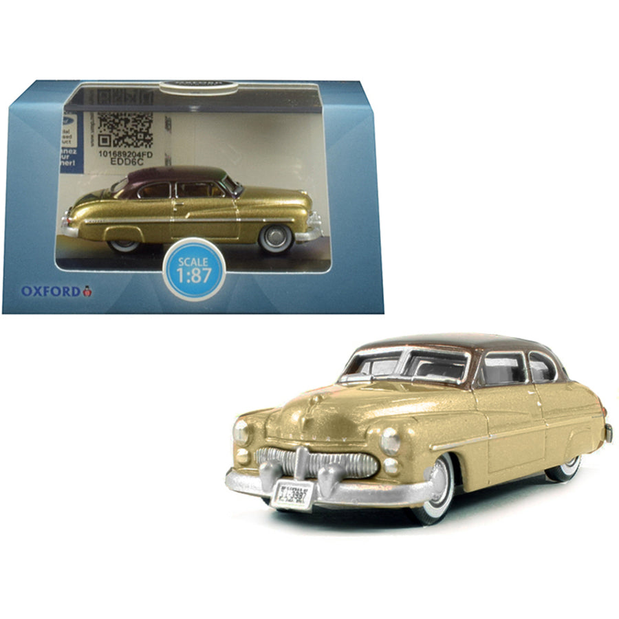 1949 Mercury Coupe Gold With Dark Brown Top 1/87 (ho) Scale Diecast Model Car By Oxford Diecast 87me49004