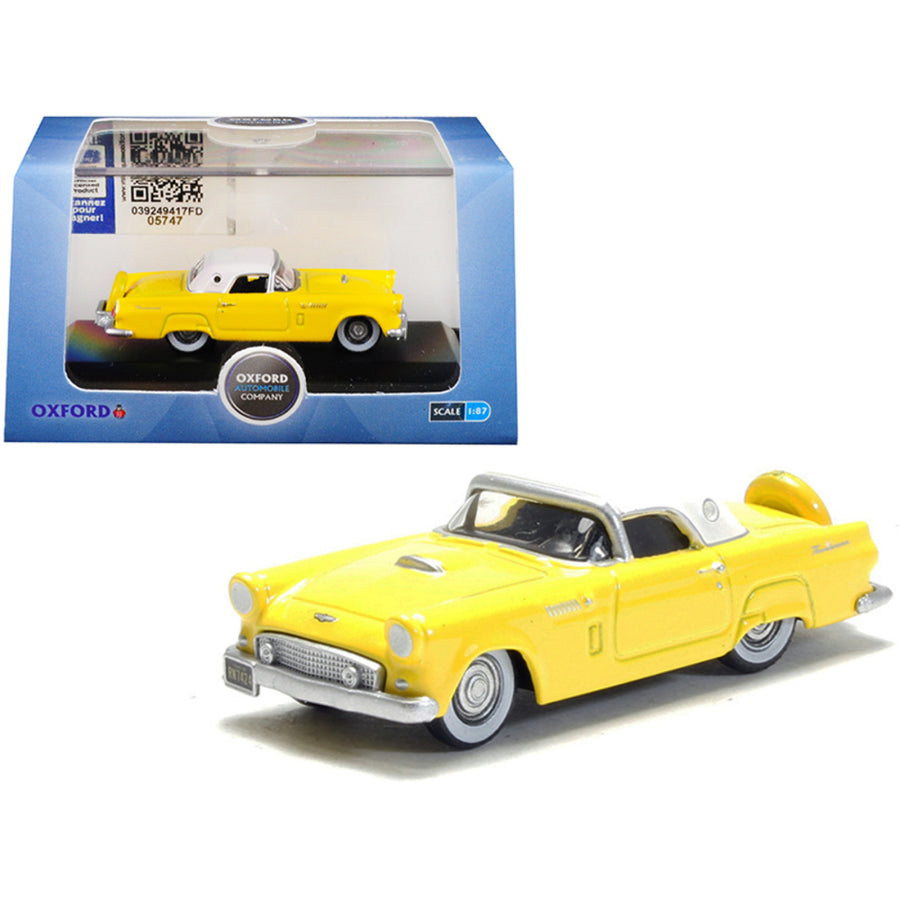 1956 Ford Thunderbird Goldenglow Yellow With Colonial White Top 1/87 (ho) Scale Diecast Model Car By Oxford Diecast 87th56005
