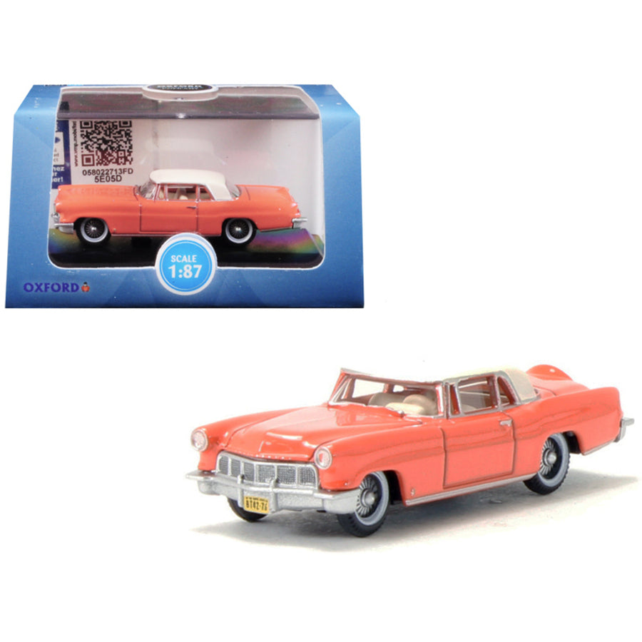 1956 Lincoln Continental Mark Ii Island Coral With Starmist White Top 1/87 (ho) Scale Diecast Model Car By Oxford Diecast 87lc56004