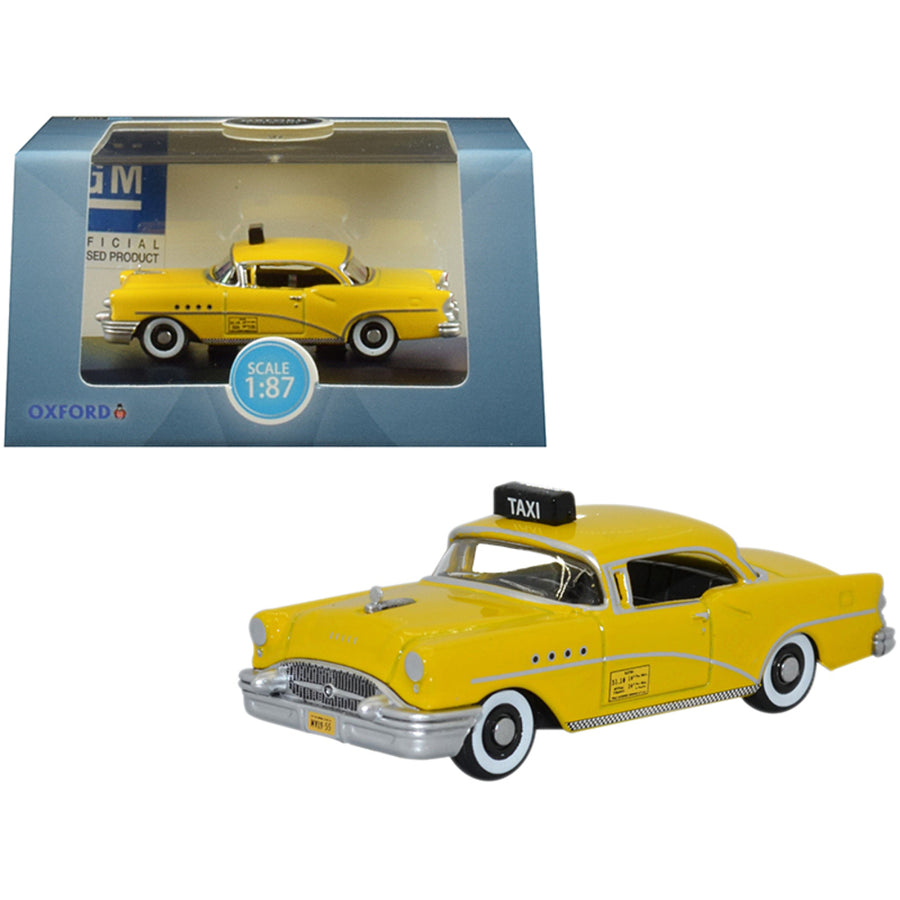 1955 Buick Century New York City Taxi Yellow 1/87 (ho) Scale Diecast Model Car By Oxford Diecast 87bc55004