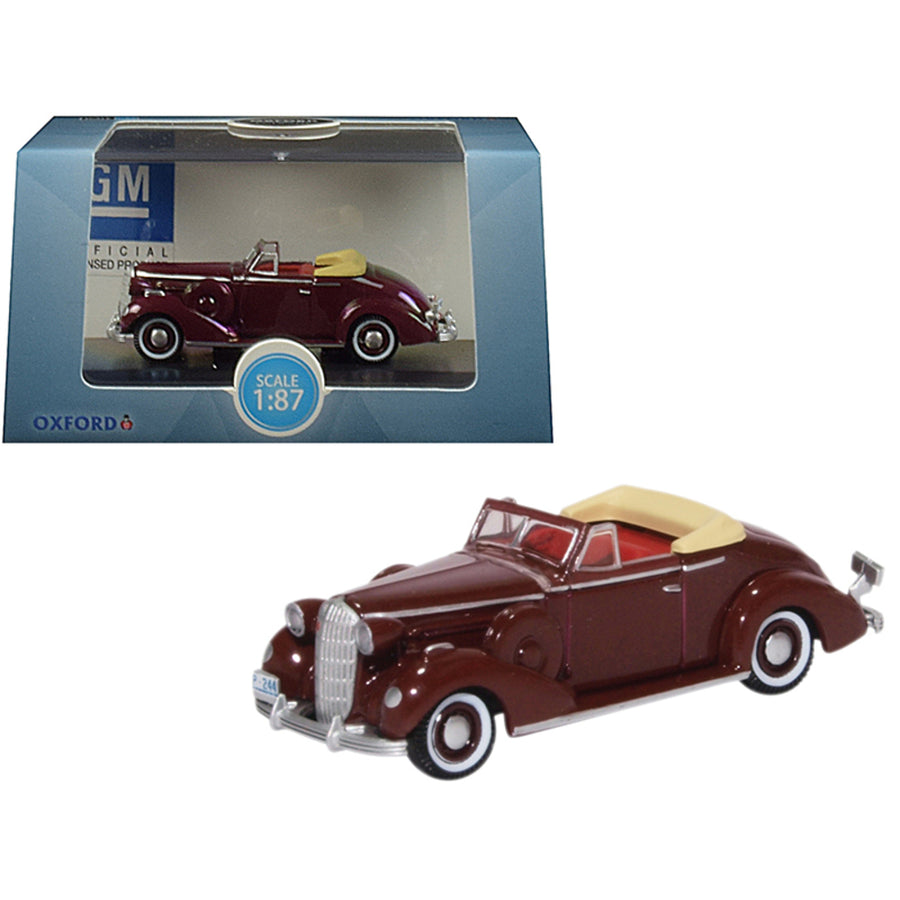 1936 Buick Special Convertible Coupe Cardinal Maroon 1/87 (ho) Scale Diecast Model Car By Oxford Diecast 87bs36003