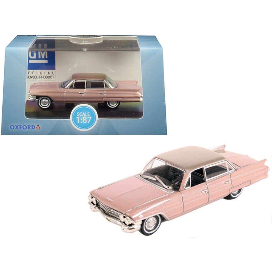1961 Cadillac Sedan Deville Metallic Pink 1/87 (ho) Scale Diecast Model Car By Oxford Diecast 87csd61001