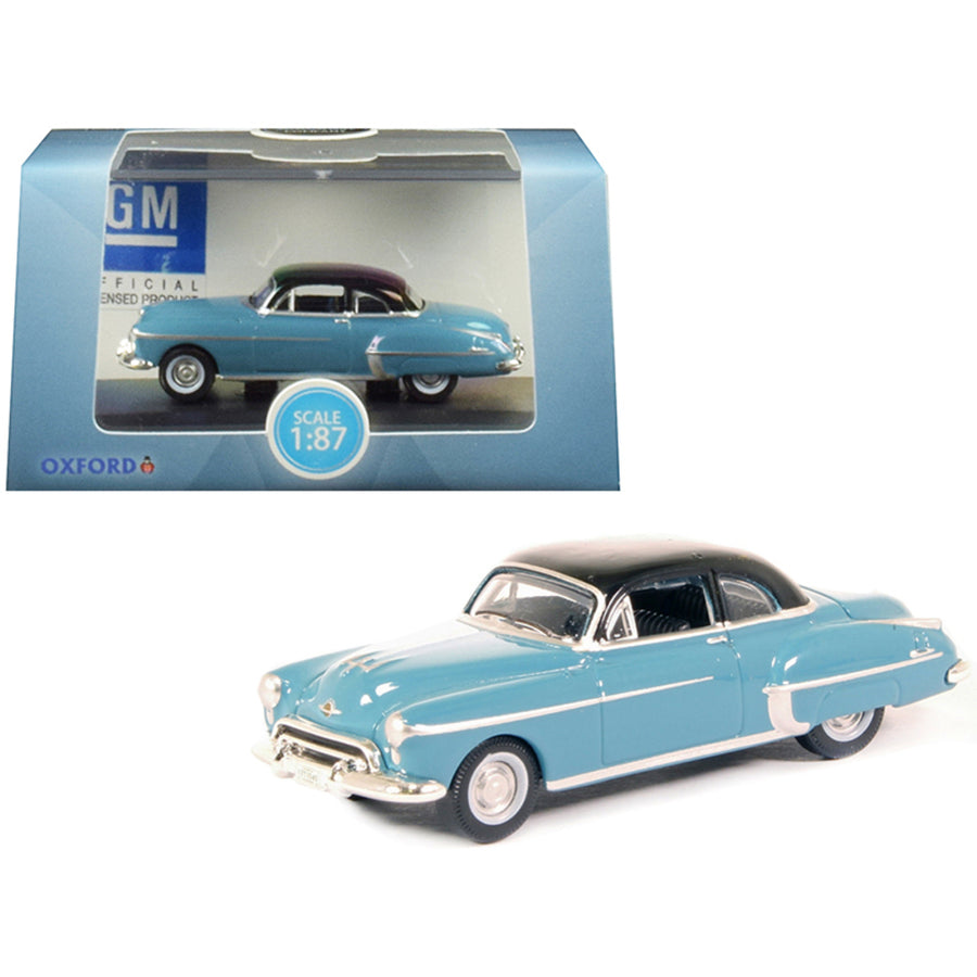 1950 Oldsmobile Rocket 88 Coupe Crest Blue With Black Top 1/87 (ho) Scale Diecast Model Car By Oxford Diecast 87or50002