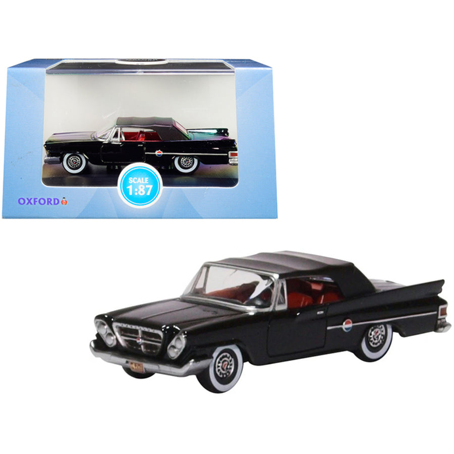 1961 Chrysler 300 Closed Convertible Black With Red Interior 1/87 (ho) Scale Diecast Model Car By Oxford Diecast 87cc61002