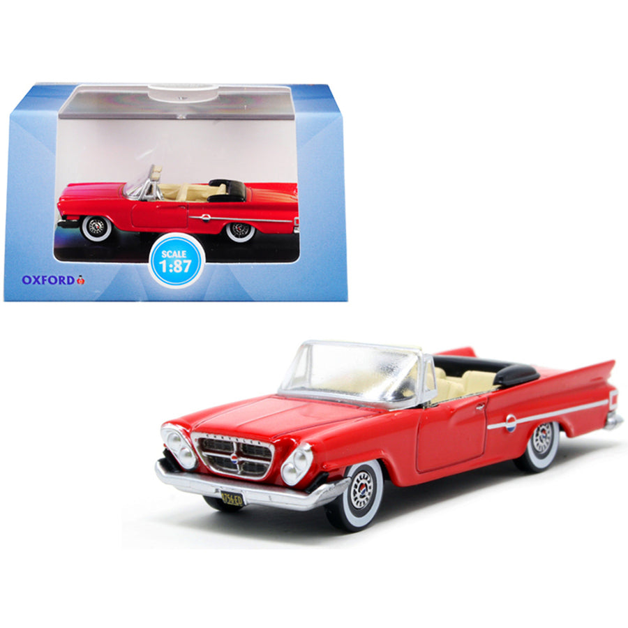1961 Chrysler 300 Convertible Mardi Gras Red 1/87 (ho) Scale Diecast Model Car By Oxford Diecast 87cc61001