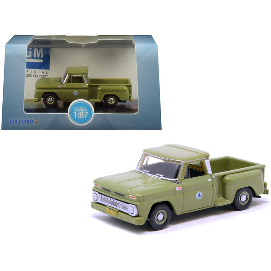 1965 Chevrolet C10 Stepside Bell System Pickup Truck Green 1/87 (ho) Scale Diecast Model Car By Oxford Diecast 87cp65006