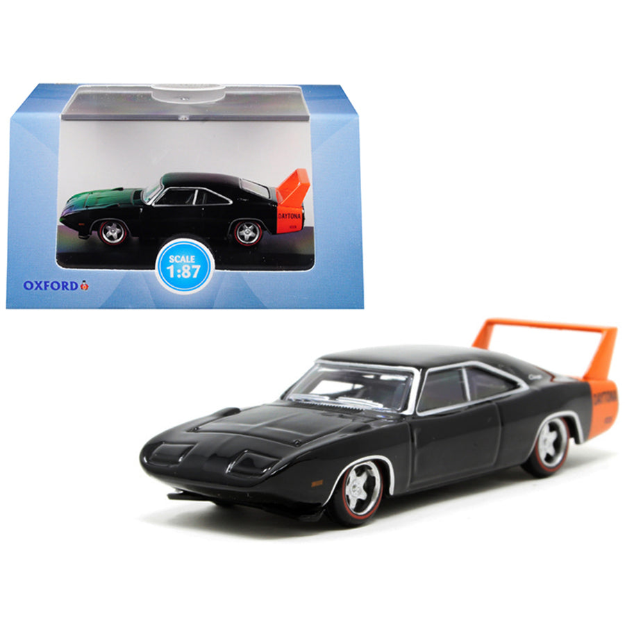 1969 Dodge Charger Daytona Black With Orange Stripe 1/87 (ho) Scale Diecast Model Car By Oxford Diecast 87dd69001