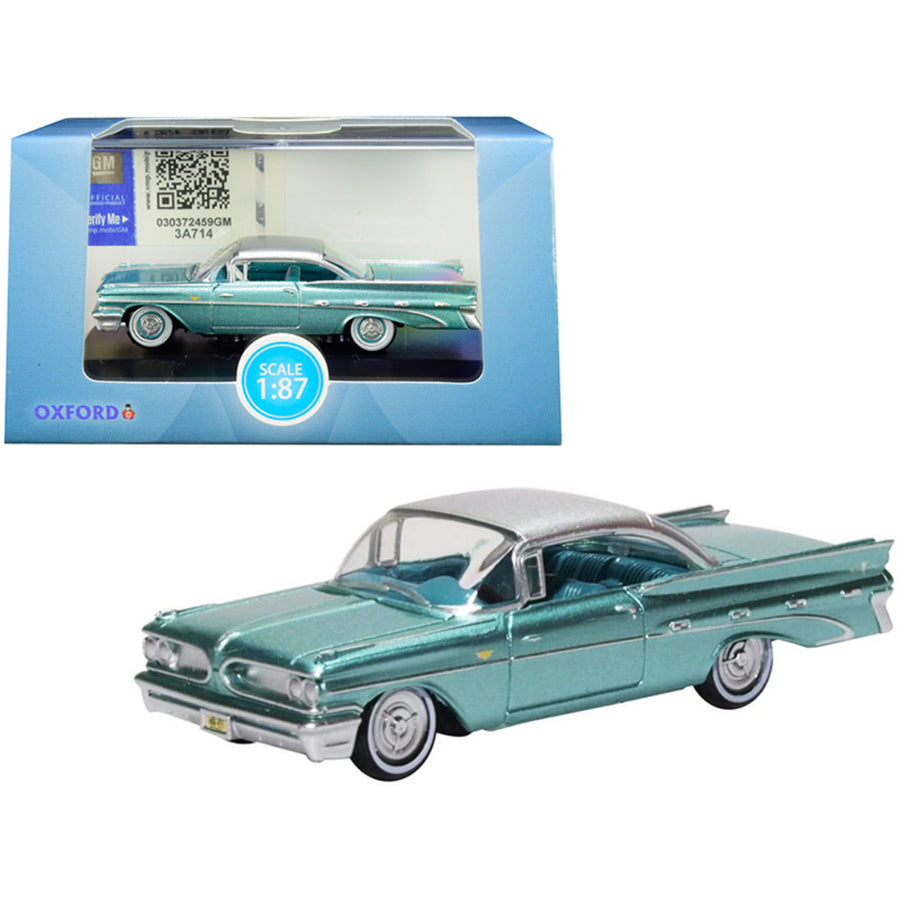1959 Pontiac Bonneville Coupe Seaspray Green With Silver Top 1/87 (ho) Scale Diecast Model Car By Oxford Diecast 87pb59003