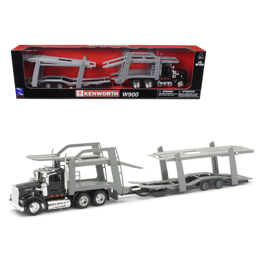 Kenworth W900 Black With Twin Auto Carrier 1/43 By New Ray 15213f