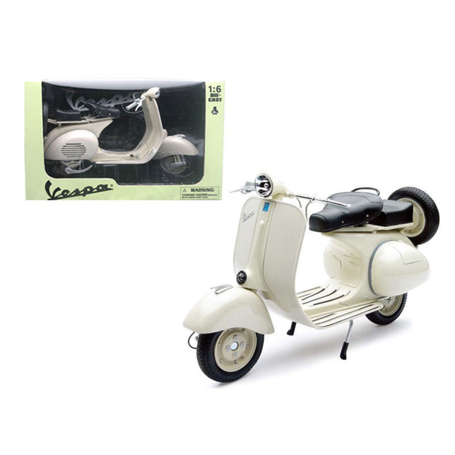 1955 Vespa 150 Vl 1t Beige Motorcycle Scooter 1/6 Diecast Model By New Ray 49273