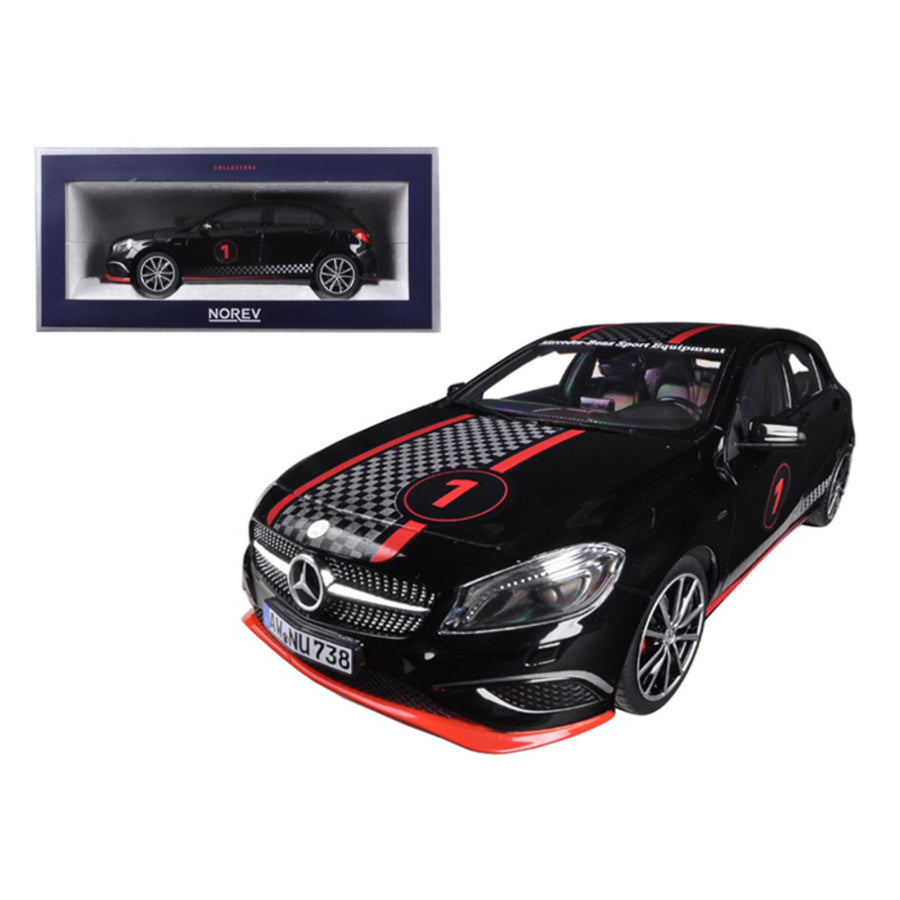 2013 Mercedes A Class Sport Equipment Black With Racing Deco 1/18 Diecast Car Model By Norev 183596