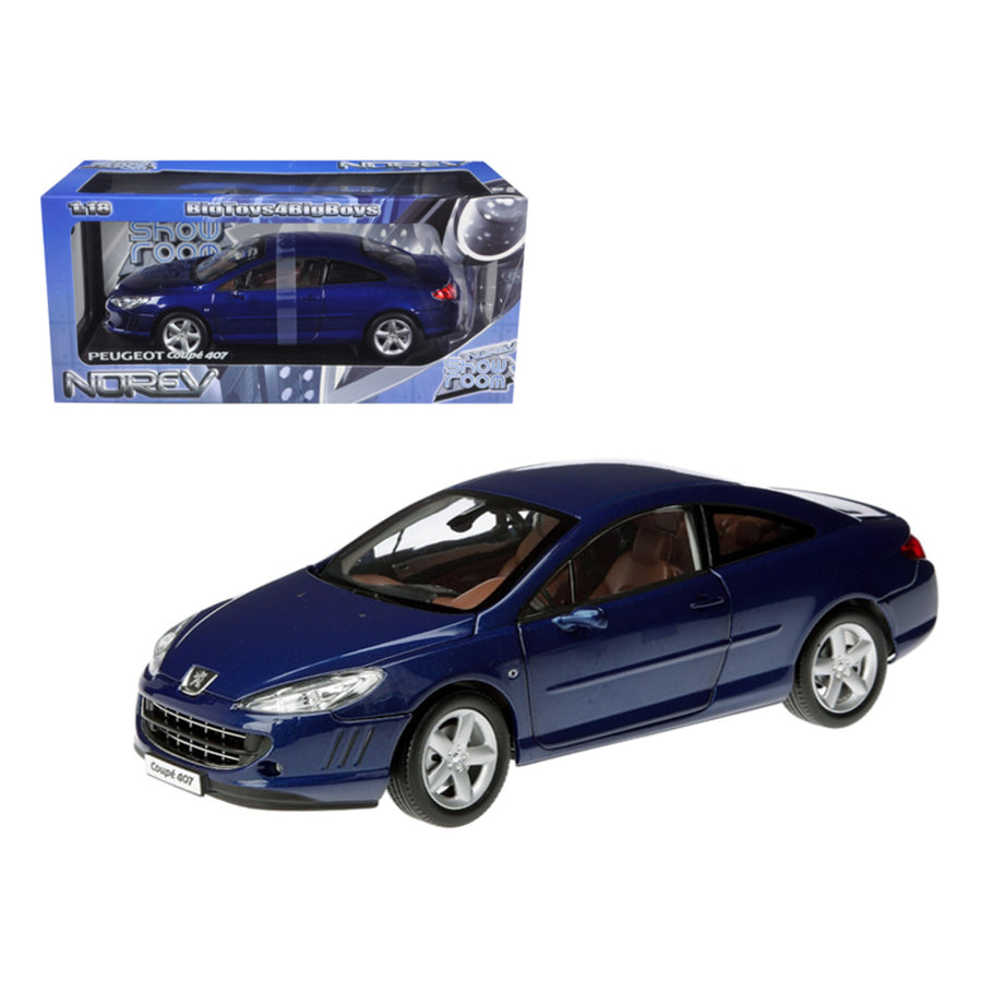 2005 Peugeot 407 Coupe Blue 1/18 Diecast Model Car By Norev 184764
